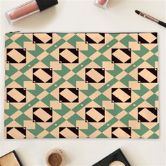 Brown Green Rectangles Pattern Cosmetic Bag (xxl)