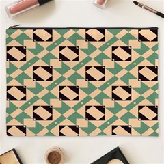 Brown Green Rectangles Pattern Cosmetic Bag (xxxl)