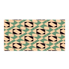 Brown Green Rectangles Pattern Satin Wrap