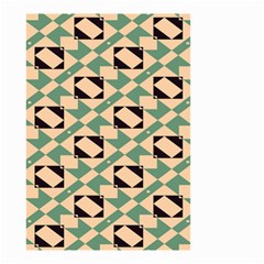 Brown Green Rectangles Pattern Small Garden Flag by LalyLauraFLM