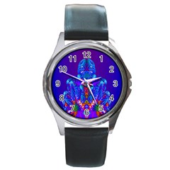 Insect Round Leather Watch (silver Rim)