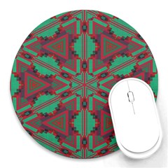 Green Tribal Star Round Mousepad