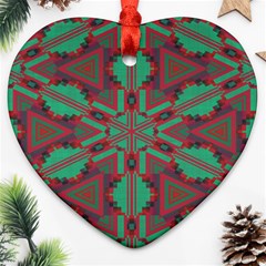 Green Tribal Star Ornament (heart) by LalyLauraFLM