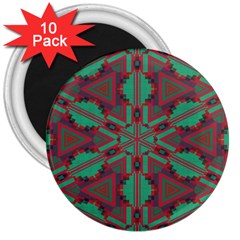 Green Tribal Star 3  Magnet (10 Pack)