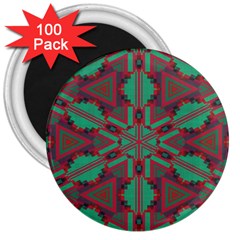 Green Tribal Star 3  Magnet (100 Pack)