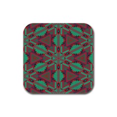 Green Tribal Star Rubber Square Coaster (4 Pack)