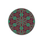 Green tribal star Rubber Round Coaster (4 pack) Front