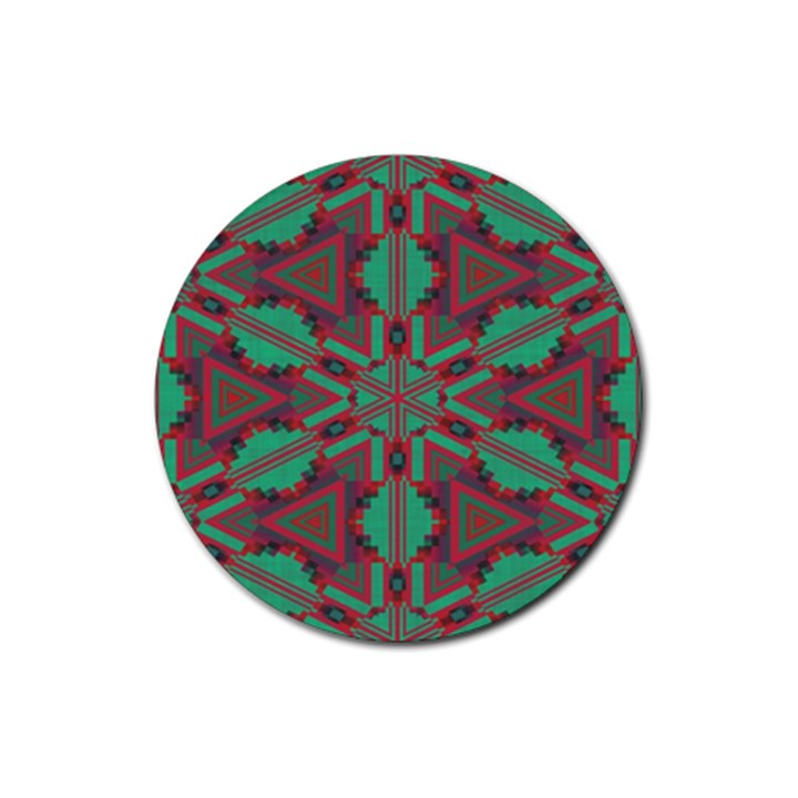 Green tribal star Rubber Round Coaster (4 pack)