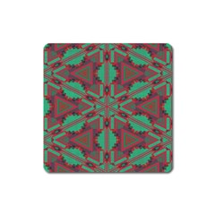 Green Tribal Star Magnet (square) by LalyLauraFLM