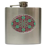 Green tribal star Hip Flask (6 oz) Front