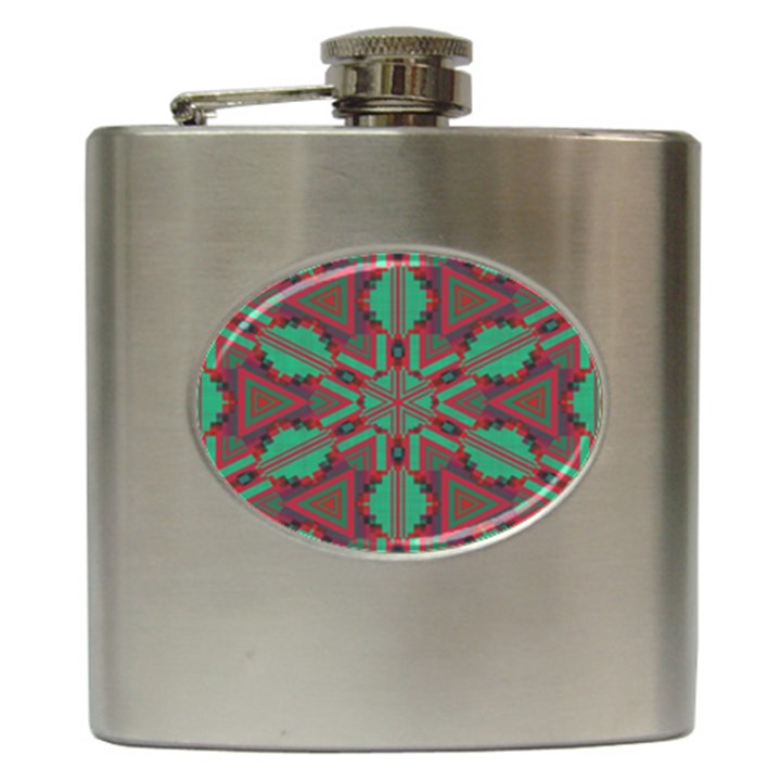 Green tribal star Hip Flask (6 oz)