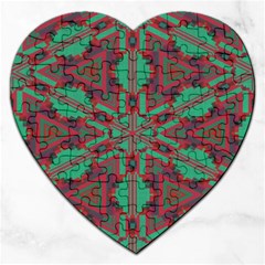 Green Tribal Star Jigsaw Puzzle (heart) by LalyLauraFLM