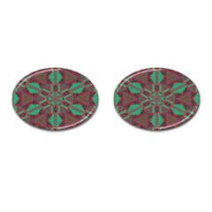 Green Tribal Star Cufflinks (oval)