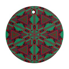 Green Tribal Star Round Ornament (two Sides)