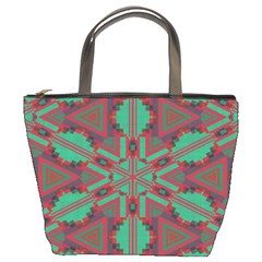 Green Tribal Star Bucket Bag by LalyLauraFLM