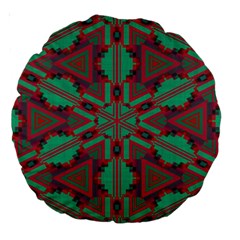 Green Tribal Star Large 18  Premium Round Cushion 