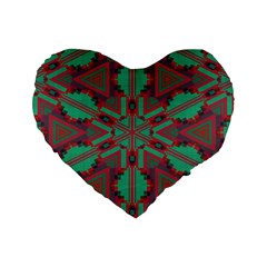 Green Tribal Star Standard 16  Premium Heart Shape Cushion 