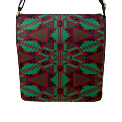 Green Tribal Star Flap Closure Messenger Bag (large) by LalyLauraFLM