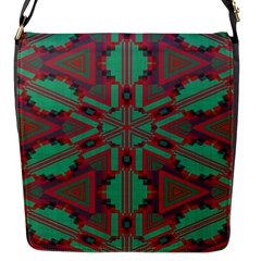 Green Tribal Star Flap Closure Messenger Bag (small)