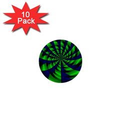 Green Blue Spiral 1  Mini Button (10 Pack) 