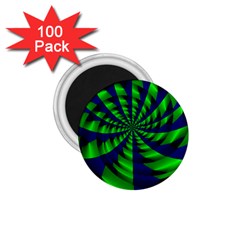 Green Blue Spiral 1 75  Magnet (100 Pack)  by LalyLauraFLM