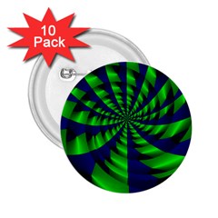 Green Blue Spiral 2 25  Button (10 Pack)