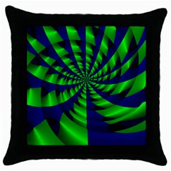 Green Blue Spiral Throw Pillow Case (black) by LalyLauraFLM