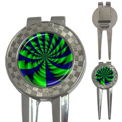 Green Blue Spiral 3-in-1 Golf Divot