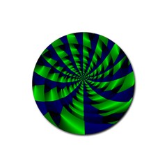 Green Blue Spiral Rubber Round Coaster (4 Pack)