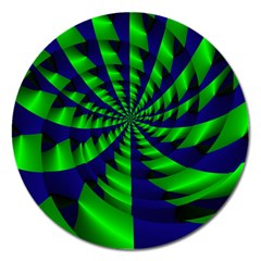 Green Blue Spiral Magnet 5  (round) by LalyLauraFLM