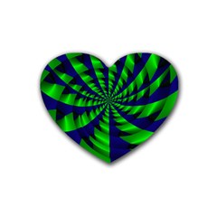 Green Blue Spiral Heart Coaster (4 Pack)