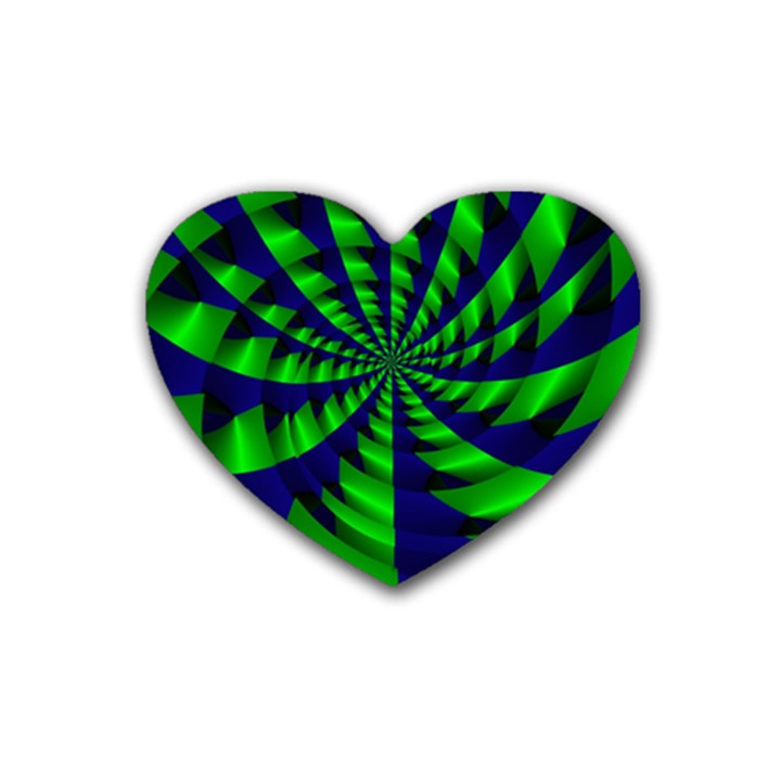 Green blue spiral Heart Coaster (4 pack)