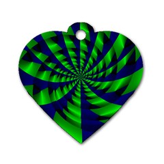 Green Blue Spiral Dog Tag Heart (two Sides) by LalyLauraFLM