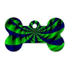 Green Blue Spiral Dog Tag Bone (one Side)