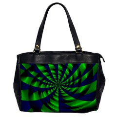 Green Blue Spiral Oversize Office Handbag (one Side) by LalyLauraFLM