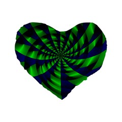 Green Blue Spiral Standard 16  Premium Heart Shape Cushion 