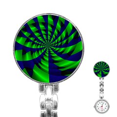 Green Blue Spiral Stainless Steel Nurses Watch