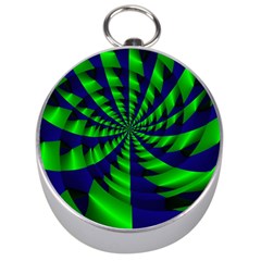 Green Blue Spiral Silver Compass