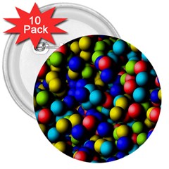 Colorful Balls 3  Button (10 Pack) by LalyLauraFLM