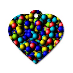 Colorful Balls Dog Tag Heart (one Side)