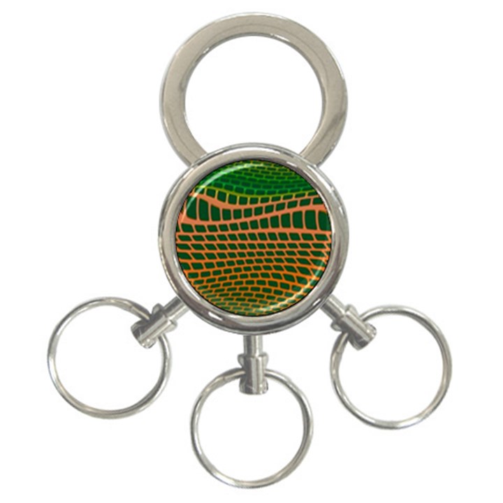 Distorted rectangles 3-Ring Key Chain