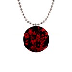 Dark Red Floral Print Button Necklace Front