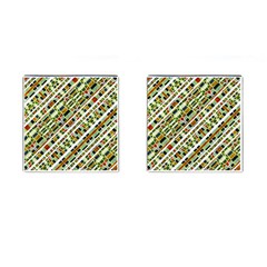 Colorful Tribal Geometric Print Cufflinks (square)