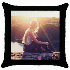 Boho Blonde Black Throw Pillow Case