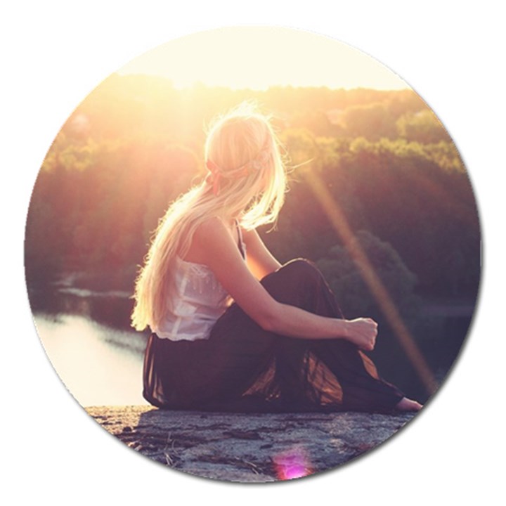 Boho Blonde Magnet 5  (Round)