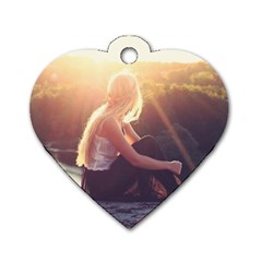 Boho Blonde Dog Tag Heart (one Sided) 