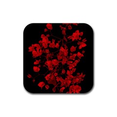 Dark Red Flower Drink Coasters 4 Pack (square)