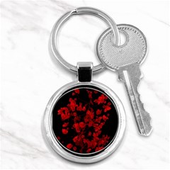 Dark Red Flower Key Chain (round)