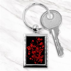 Dark Red Flower Key Chain (rectangle)