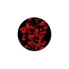 Dark Red Flower Golf Ball Marker